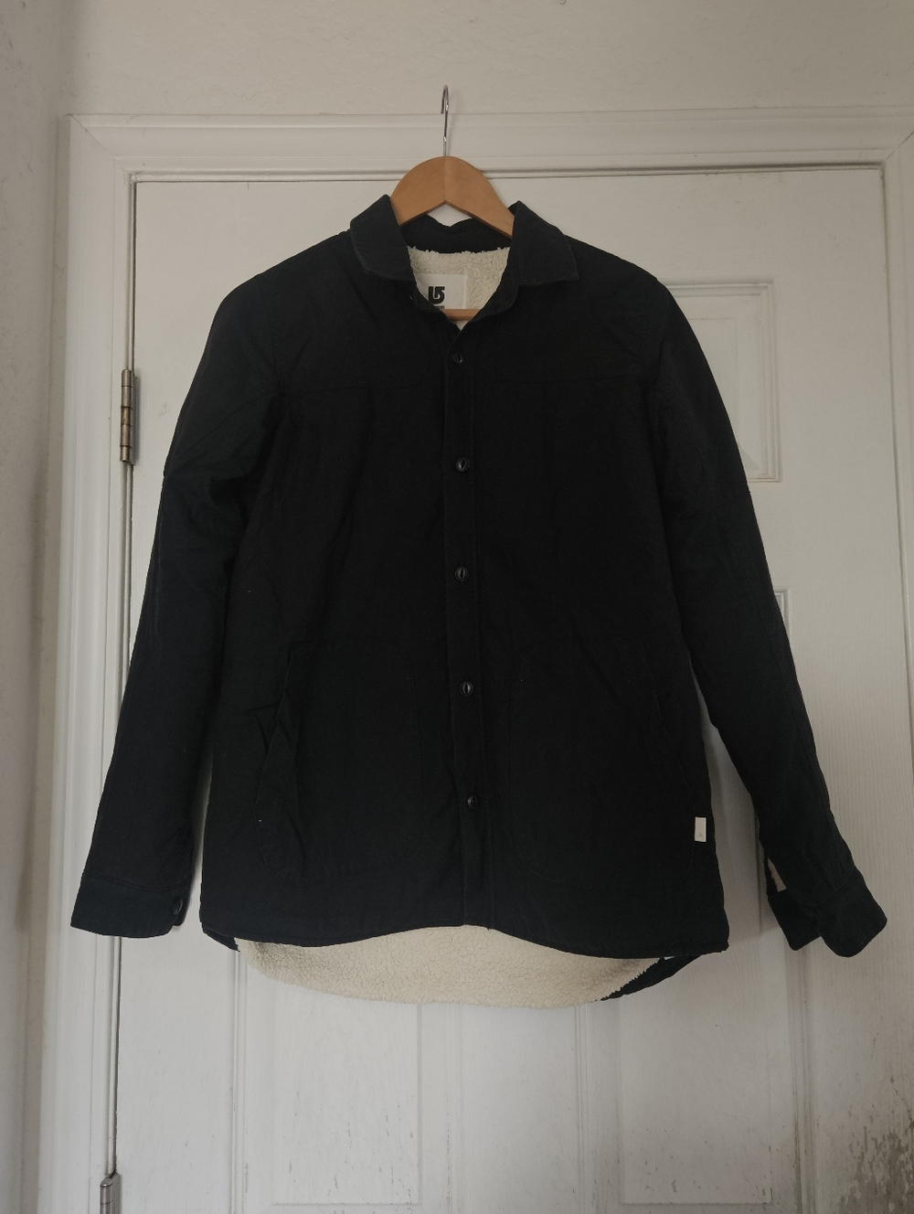 Burton Black Sherpa-Lined Button Jacket Medium